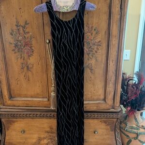 Ronni Nicole Black Maxi Dress with White Embroidered Accents